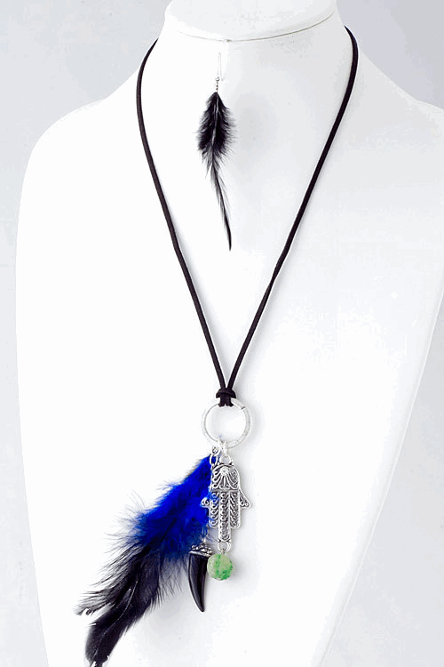 Feathered Palm Charm Necklace